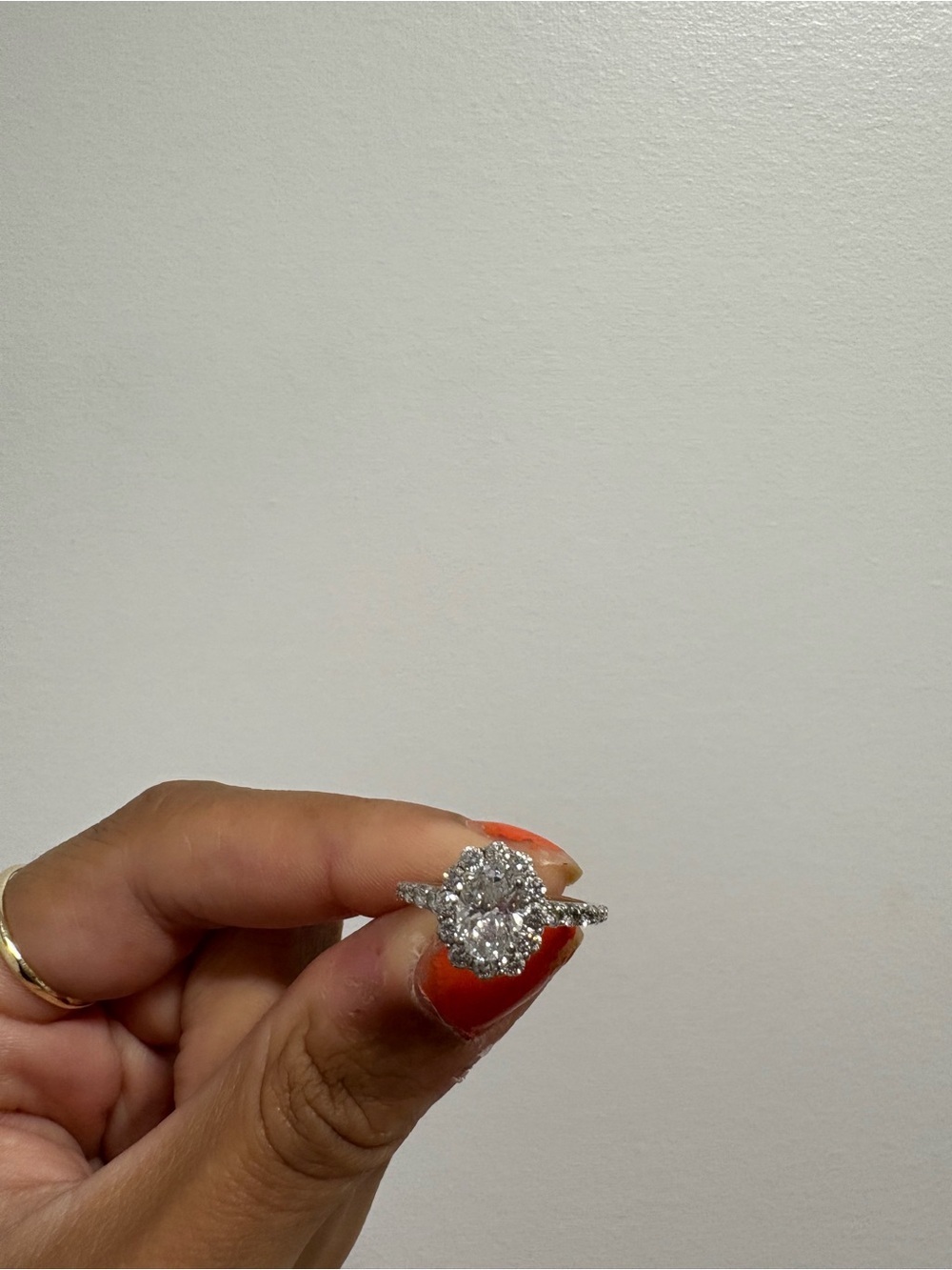 Elegant Silver Lab Diamond Engagement Ring - Picture 3 of 13